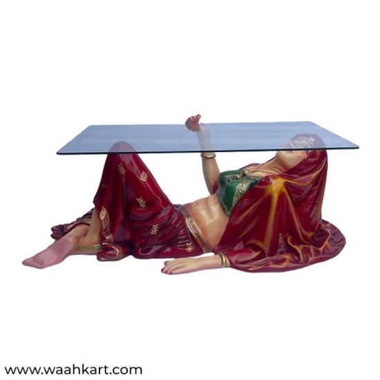Beautiful Rajasthani Lady Center Table (Without glass)