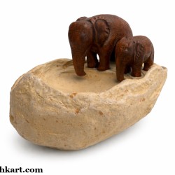 Brown Elephant Pair Floating Pot / Urli