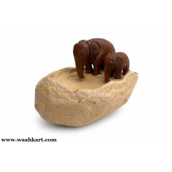 Brown Elephant Pair Floating Pot / Urli