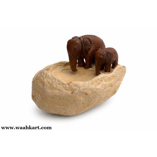 Brown Elephant Pair Floating Pot / Urli