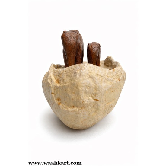 Brown Elephant Pair Floating Pot / Urli