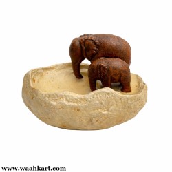 Brown Elephant Pair Floating Pot / Urli