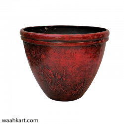 Engraved leaves Red Planter
