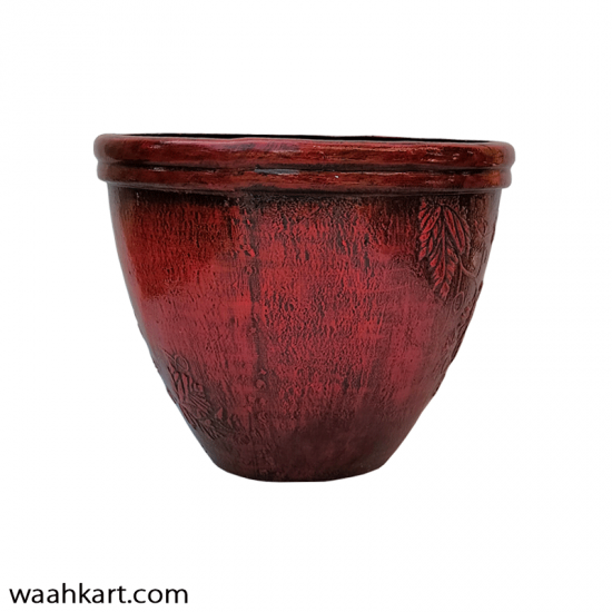 Buy Online Engraved leaves Red Planter l Online Products in India