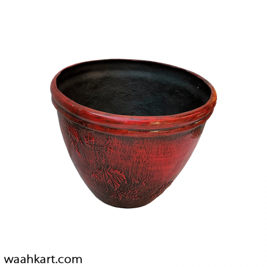Engraved leaves Red Planter