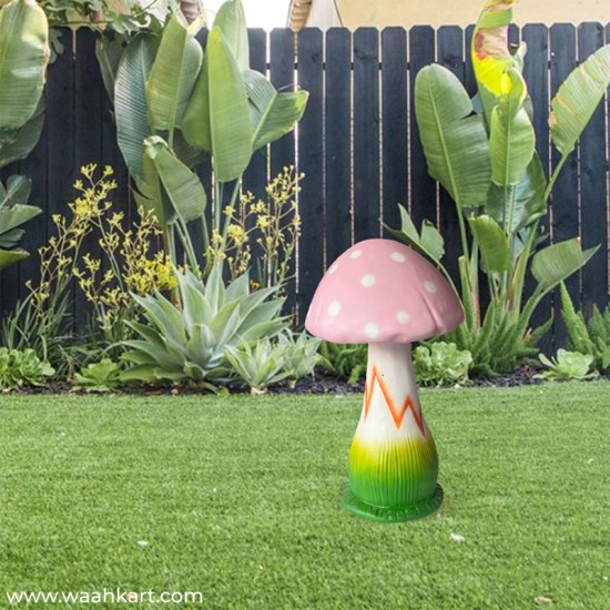 FRP Mushroom Statue In Pink Shade