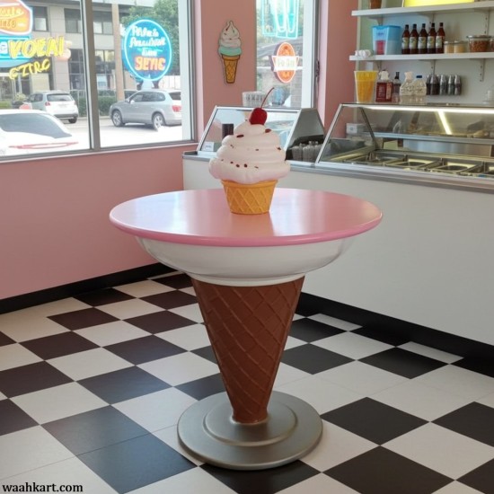 Ice Cream Shape Table In Pink Shade