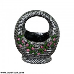 Silver Basket With Flowers