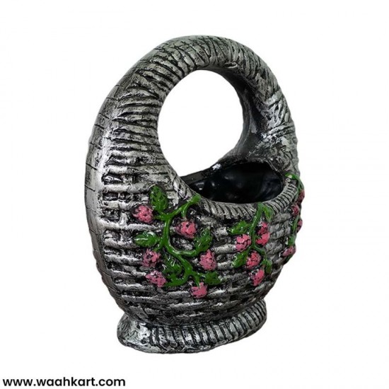 Silver Basket With Flowers