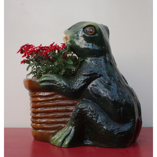 Plant Pot With A Frog In Sitting Position