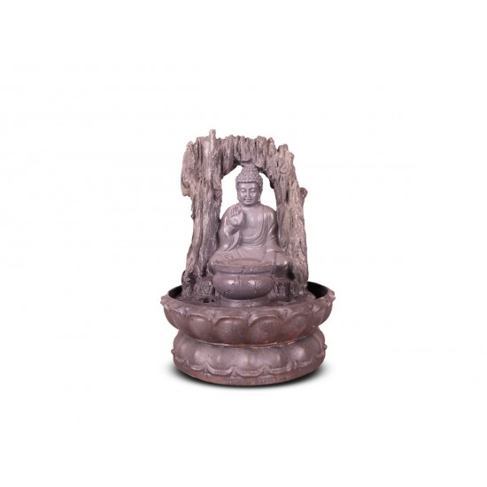 Rock Textured Buddha Fountain With Lotus Base