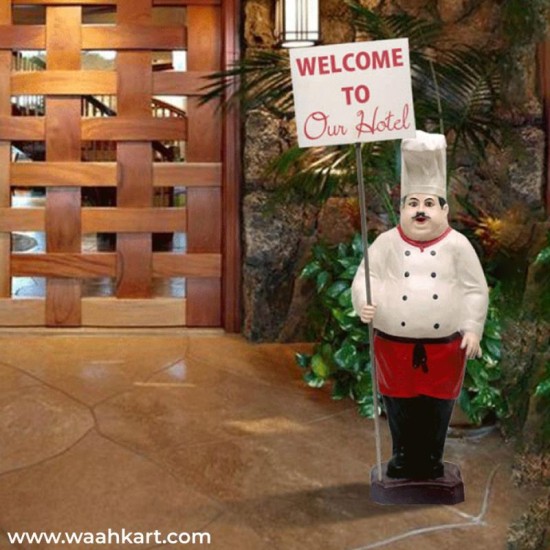 Chef Statue With Menu Board