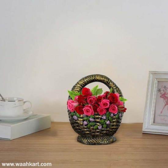 Golden Basket With Flowers