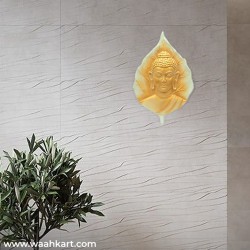 Golden Cream Buddha In Leaf Wall Hanging
