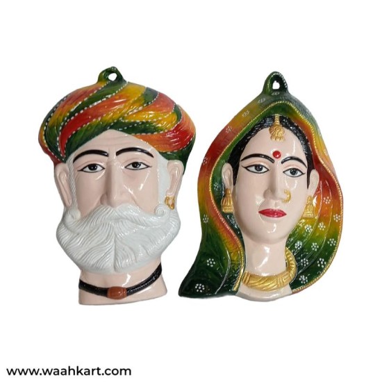 Multicolor Gujarati Couple Face Wall Hanging