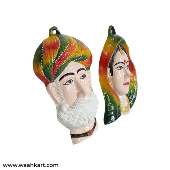 Multicolor Gujarati Couple Face Wall Hanging