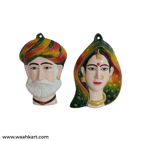 Multicolor Gujarati Couple Face Wall Hanging