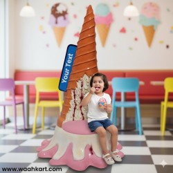 Selfie Ice-Cream Cone Statue With Seat