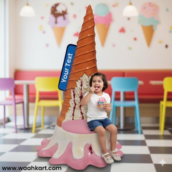 Selfie Ice-Cream Cone Statue With Seat
