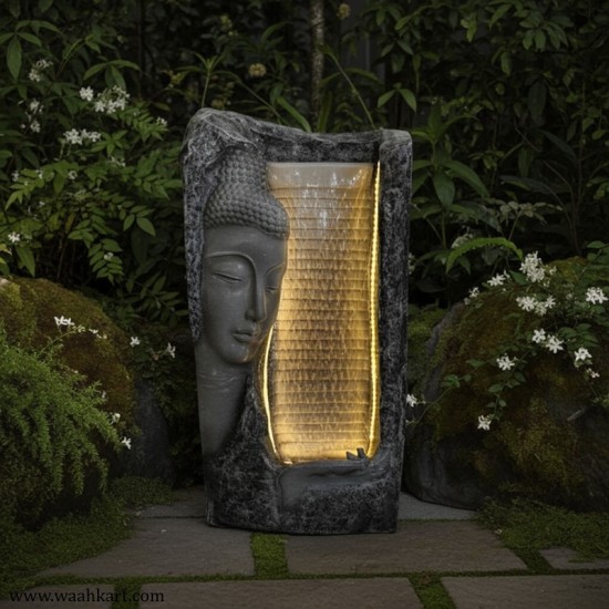 Stone Look Buddha Side Face Fountain With LED Light