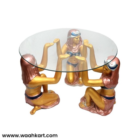 Three Egyptian Ladies Center Table (Without Glass)