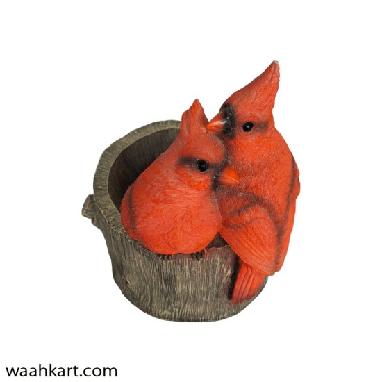 Two Love Birds Sitting on Bowl Showpiece/Bird Feeder