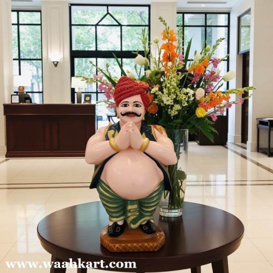 Welcome Man Statue In Namaste Pose