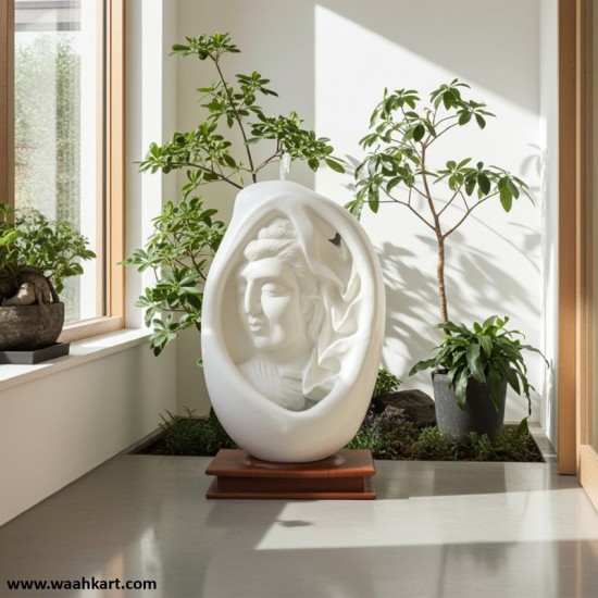White Lord Shiv With Shankh Fountain