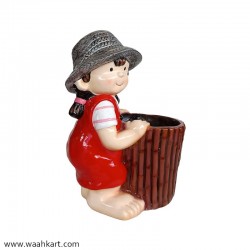 Cute Girl Planter - Red