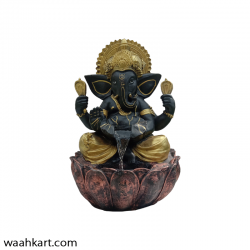 Lord Ganesha Lotus Water Fountain - In Black Shade