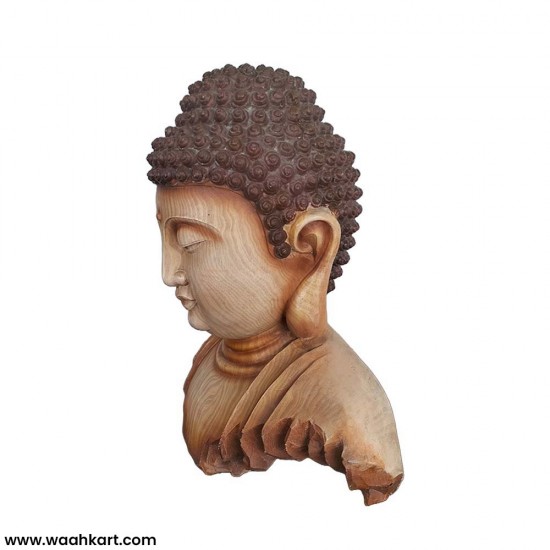 Wooden Look Buddha Face Idol Showpiece