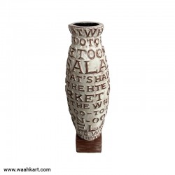 Alphabet Embossed Vase In White and Brown 