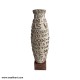 Alphabet Embossed Vase In White And Brown 