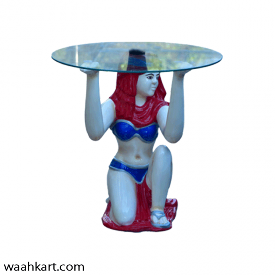 Blue Egyptian Lady Look Center Table (Without Glass)