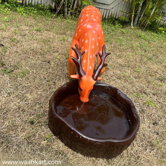 Deer Drinking Water Statue