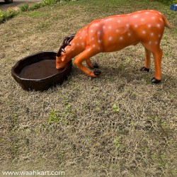 Deer Drinking Water Statue