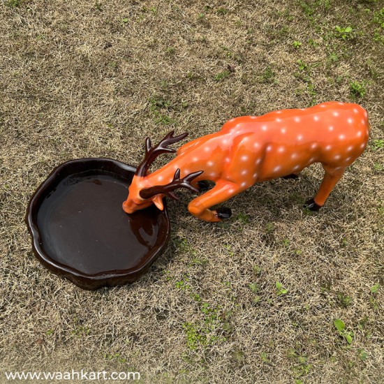Deer Drinking Water Statue