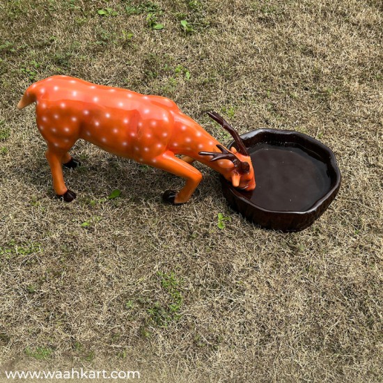 Deer Drinking Water Statue