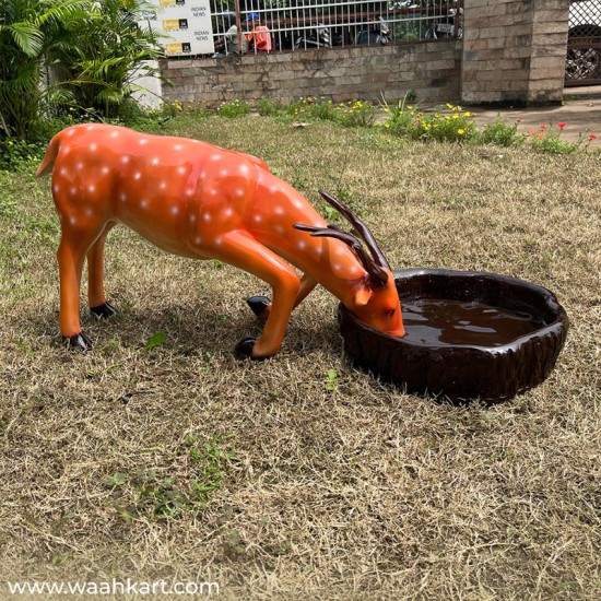 Deer Drinking Water Statue