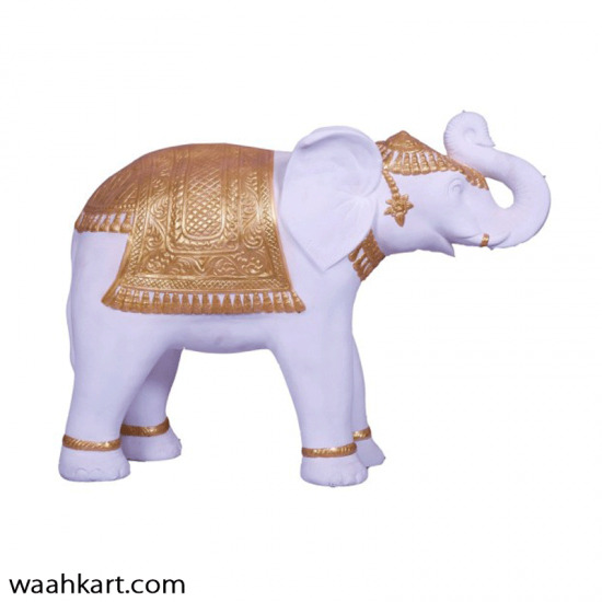 Designer Trunk Up Elephant Statue - Golden