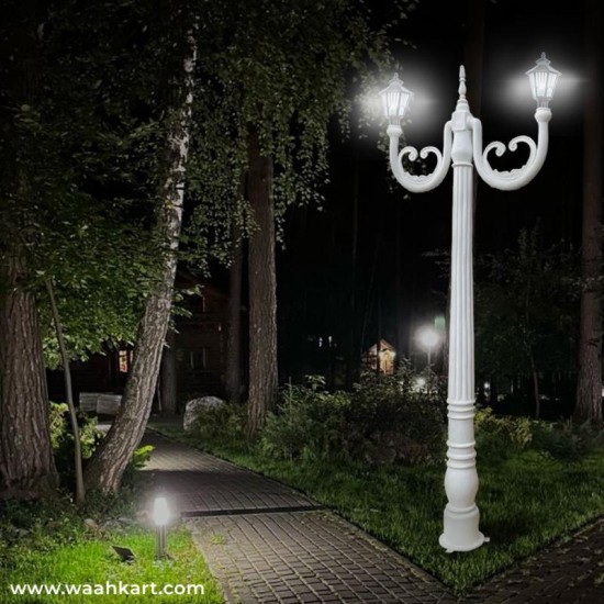 Dual Lamp Post In White Color