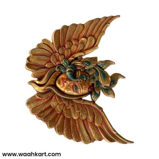 Elegant Wall Mural Face Carved Mask With Wings 