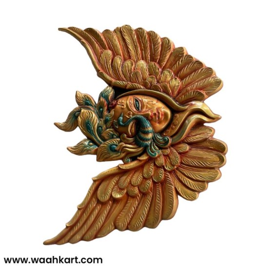 Elegant Wall Mural Face Carved Mask With Wings 