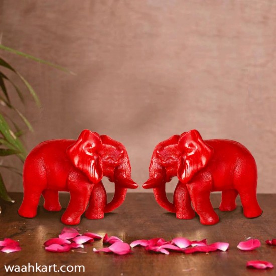 Elephant Pair In Red 