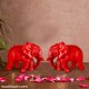 Elephant Pair In Red 