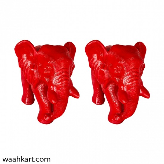 Elephant Pair In Red 