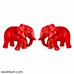 Elephant Pair In Red 