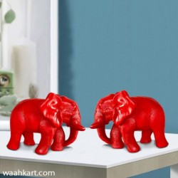 Elephant Pair In Red 