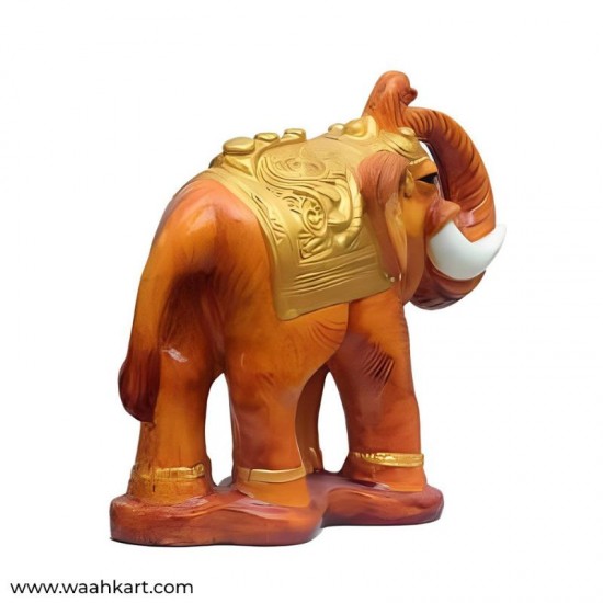 Elephant With Golden Design Showpiece