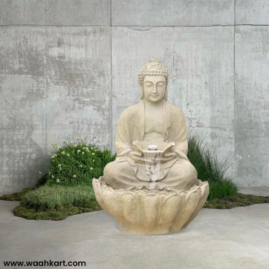 Fiber Buddha Statue With Lotus Base Fountain